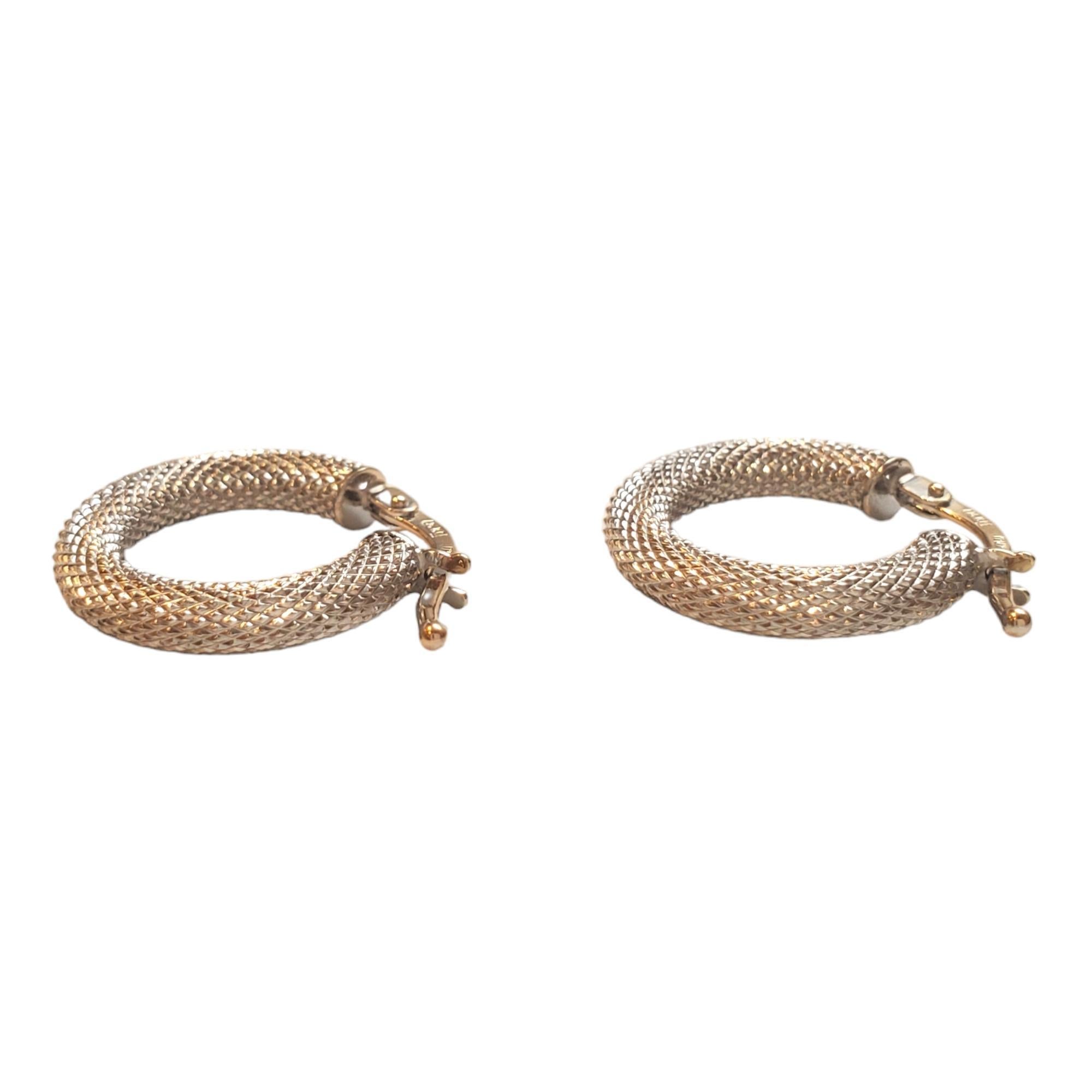 14K White Gold Textured Snake Skin Hoop Earrings #17942 1