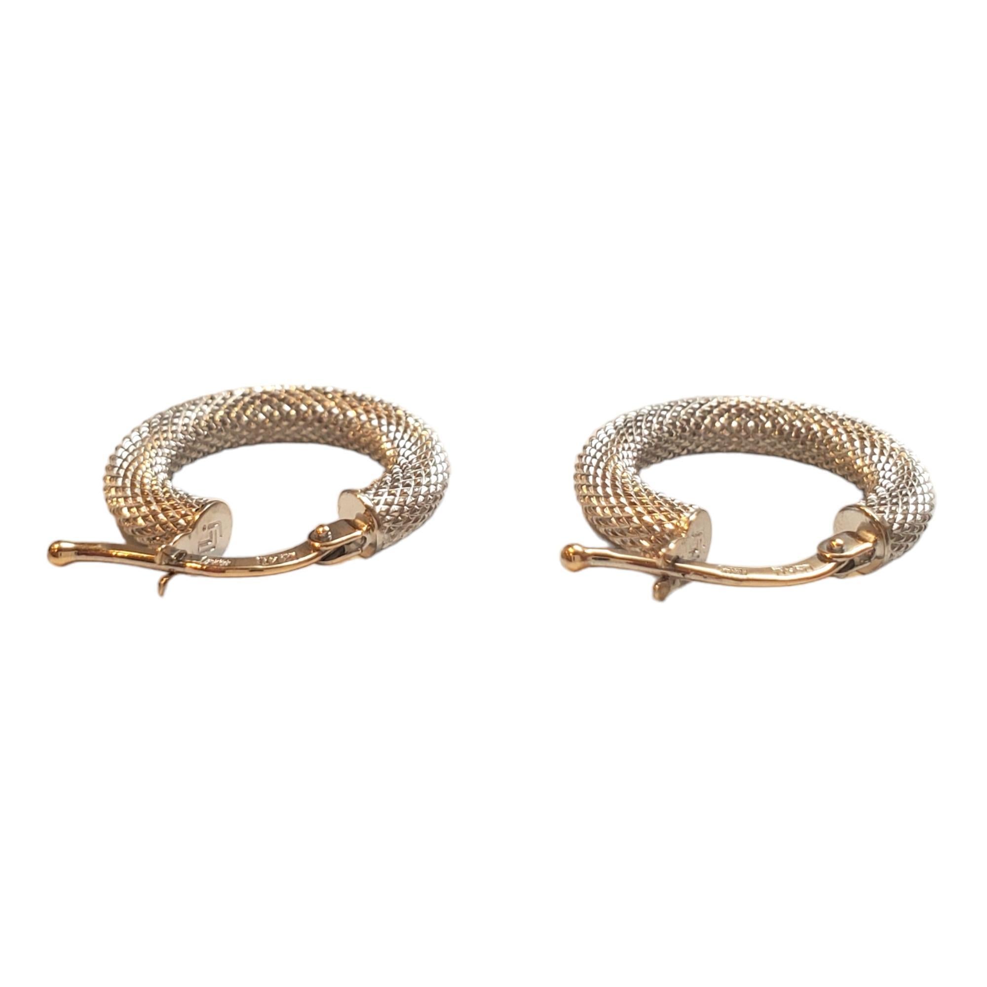 14K White Gold Textured Snake Skin Hoop Earrings #17942 2