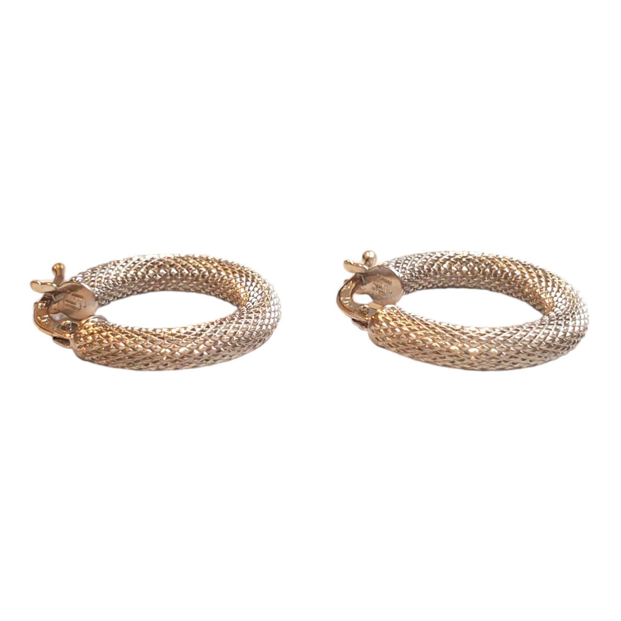 14K White Gold Textured Snake Skin Hoop Earrings #17942 3