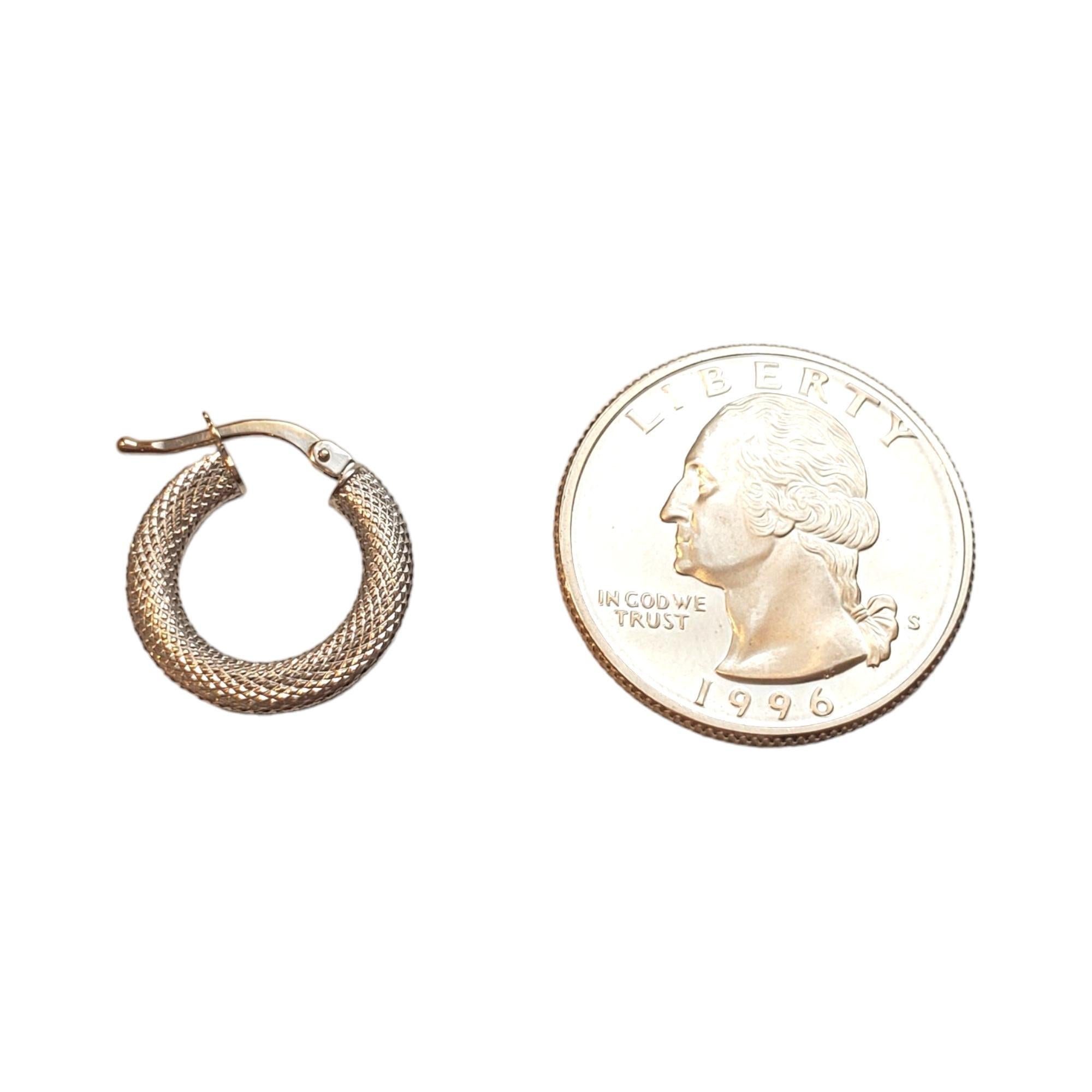 14K White Gold Textured Snake Skin Hoop Earrings #17942 5