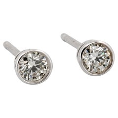 14K White Gold Thin Bezel Diamond Studs 0.10 ct