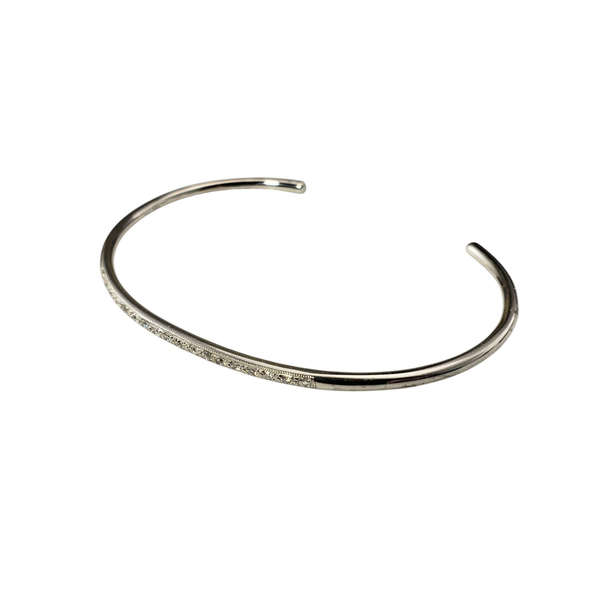 Contemporary 14K White Gold Thin Diamond Cuff Bracelet #20886