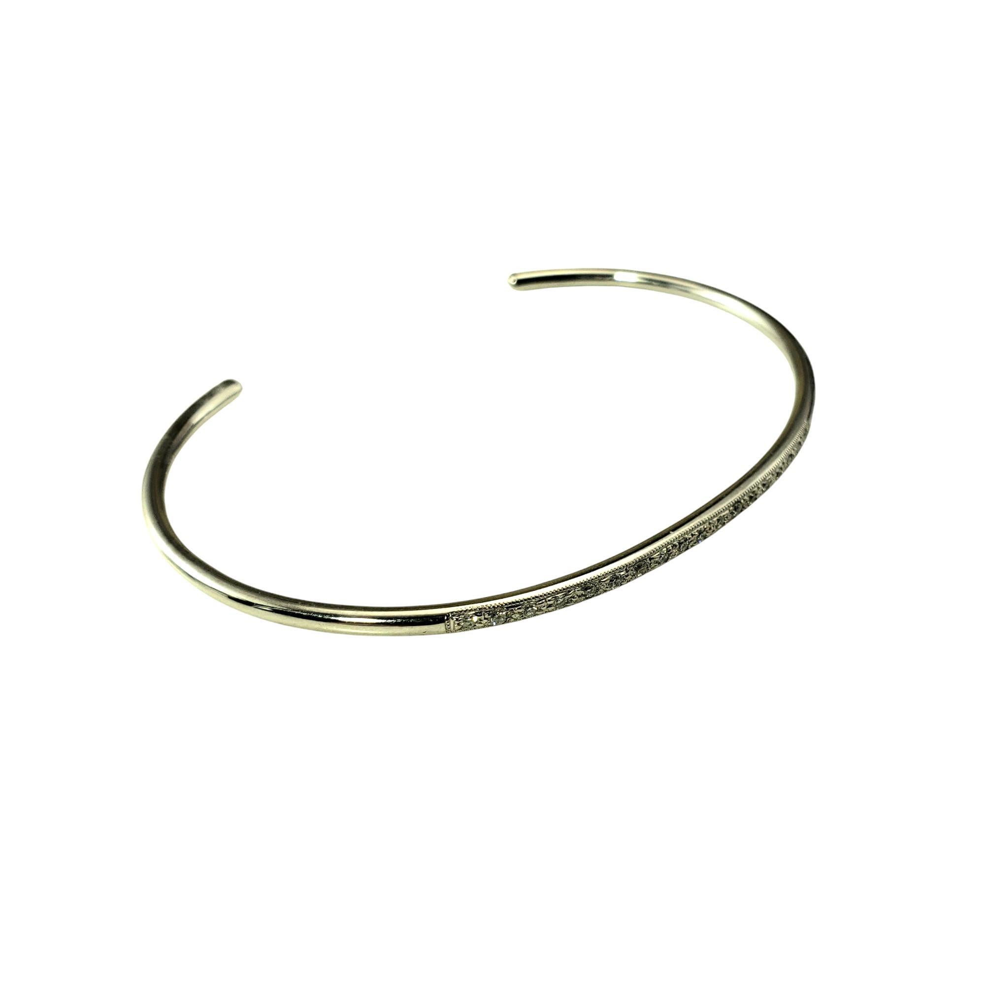 Brilliant Cut 14K White Gold Thin Diamond Cuff Bracelet #20886