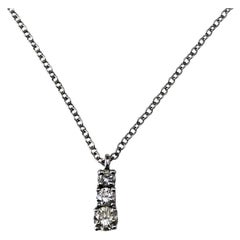 14K White Gold Three-Diamond Pendant Necklace #24190