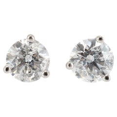Orecchini in oro bianco 14K a tre punte Martini Push Back con diamanti da 1,68 carati