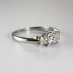 14K White Gold Three-Stone Diamond Engagement Ring 1.15ct