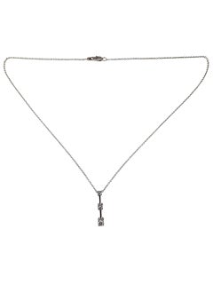 14K White Gold Three Stone Diamond Pendant Necklace #23891