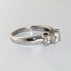 14K White Gold Three-Stone Diamond Ring 1.00ct