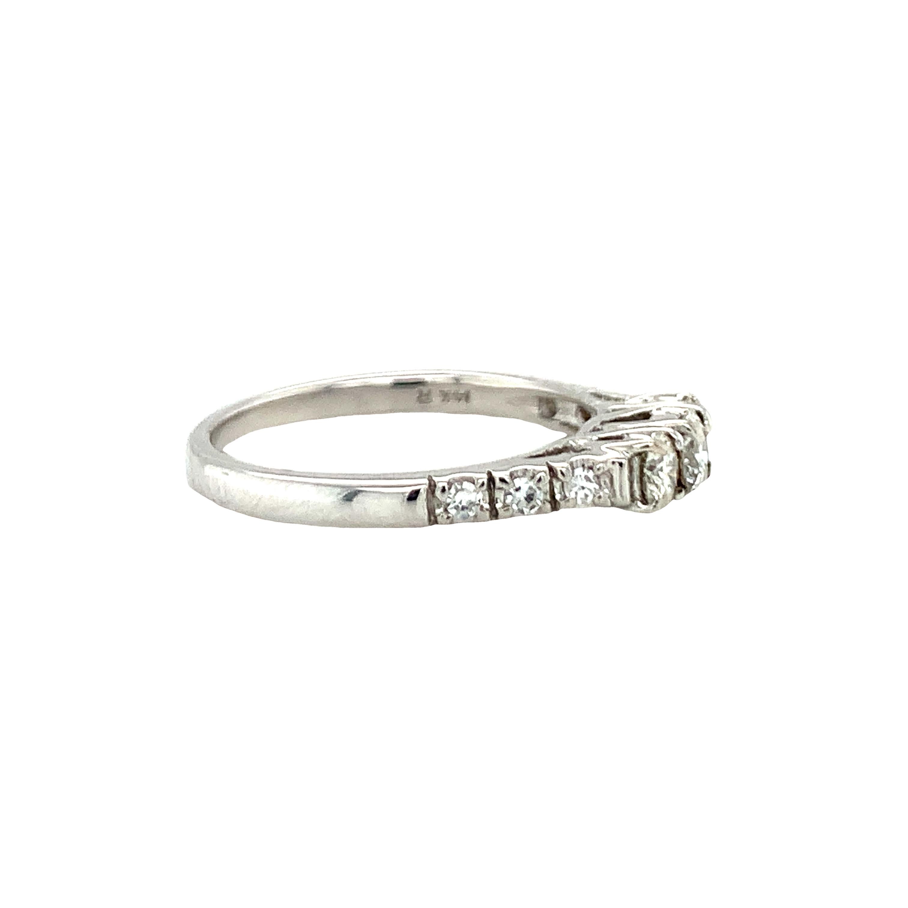 Contemporary 14K White Gold Three-Stone Diamond Ring For Sale