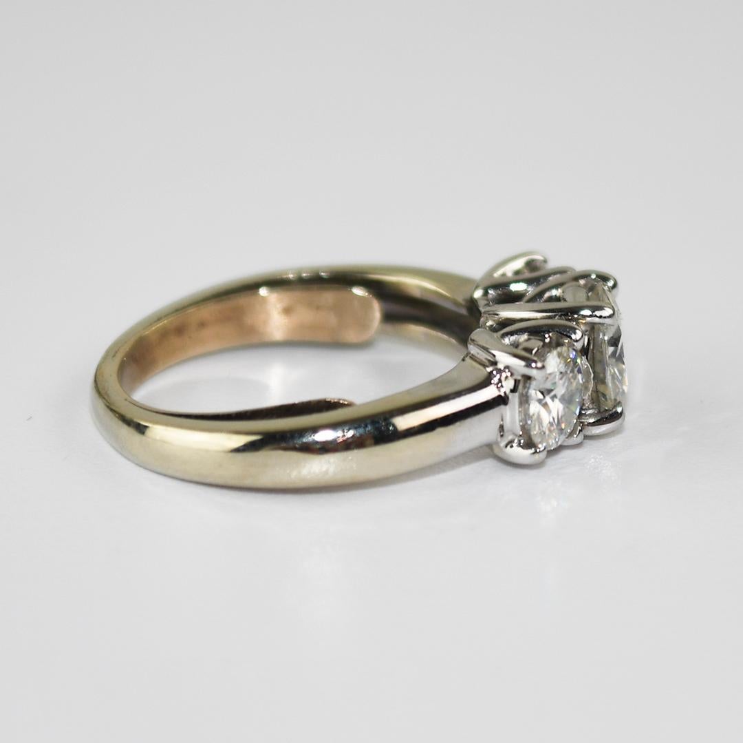 14K White Gold Three Stone Moissanite Ring 1.46ct In Excellent Condition For Sale In Laguna Beach, CA