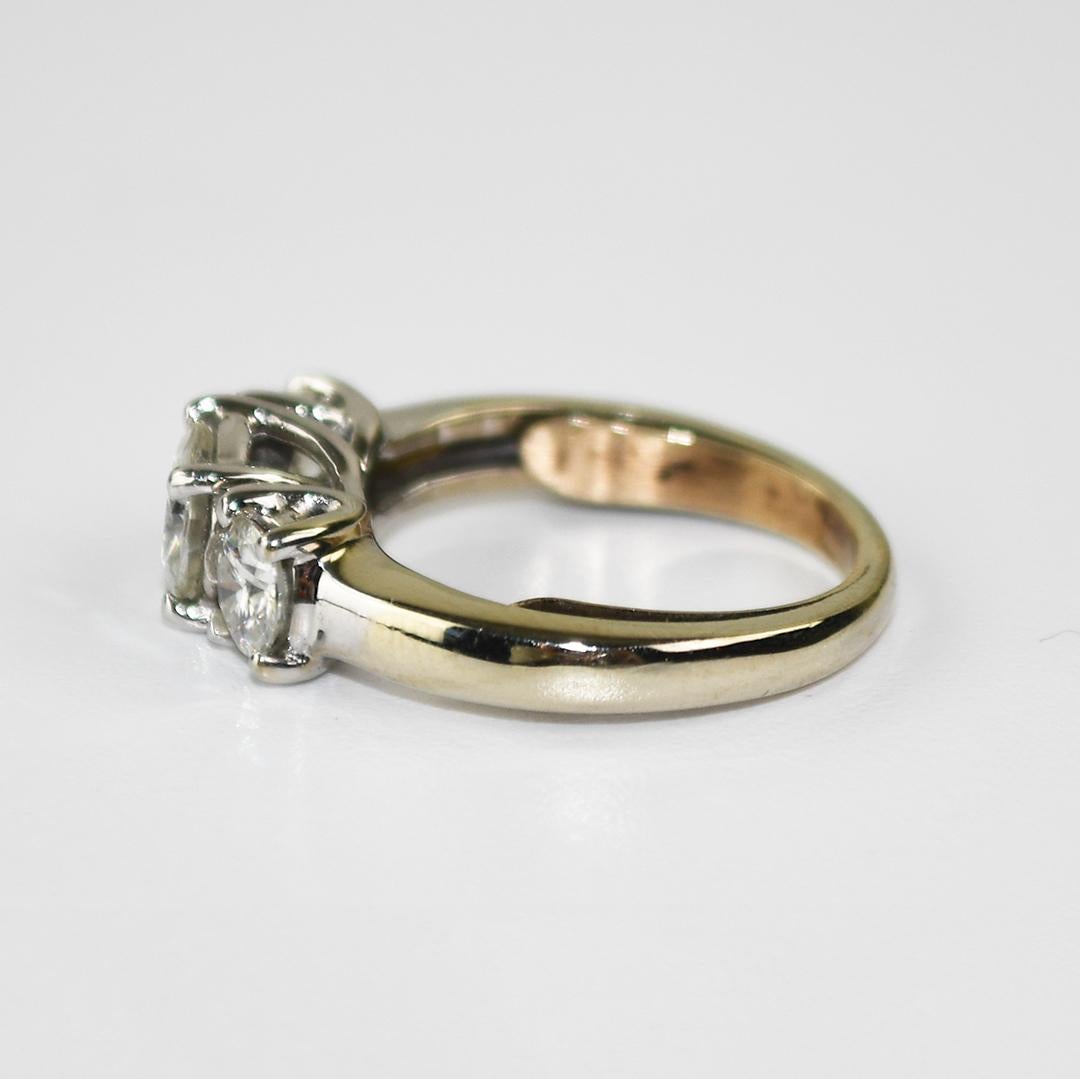 14K White Gold Three Stone Moissanite Ring 1.46ct For Sale 1