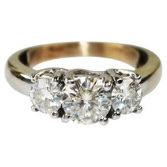 14K White Gold Three Stone Moissanite Ring 1.46ct