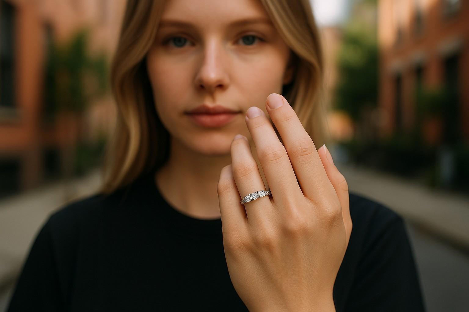 Celebra le tappe più significative della vita con questo elegante anello con tre pietre di diamante naturale in oro bianco 14K, un pezzo senza tempo che simboleggia il passato, il presente e il futuro. Sia che venga scelto come fede nuziale, anello