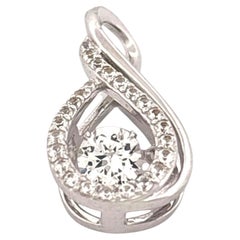 Colgante Topacio Oro Blanco 14K 0,52c Piedra Central Flotante