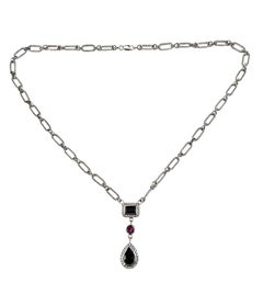 14K White Gold Tourmaline and Diamond Pendant Necklace Certified #25017