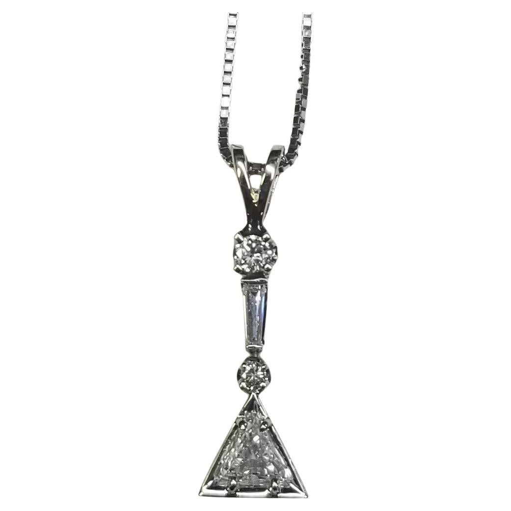14k White Gold Triangle cut Diamond pendant weighing .51pts.