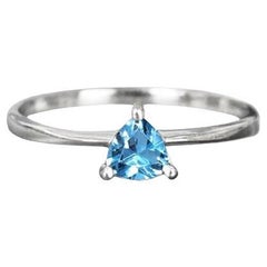 14k White Gold Trillion Gemstone Ring Engagement Ring Stackable Ring