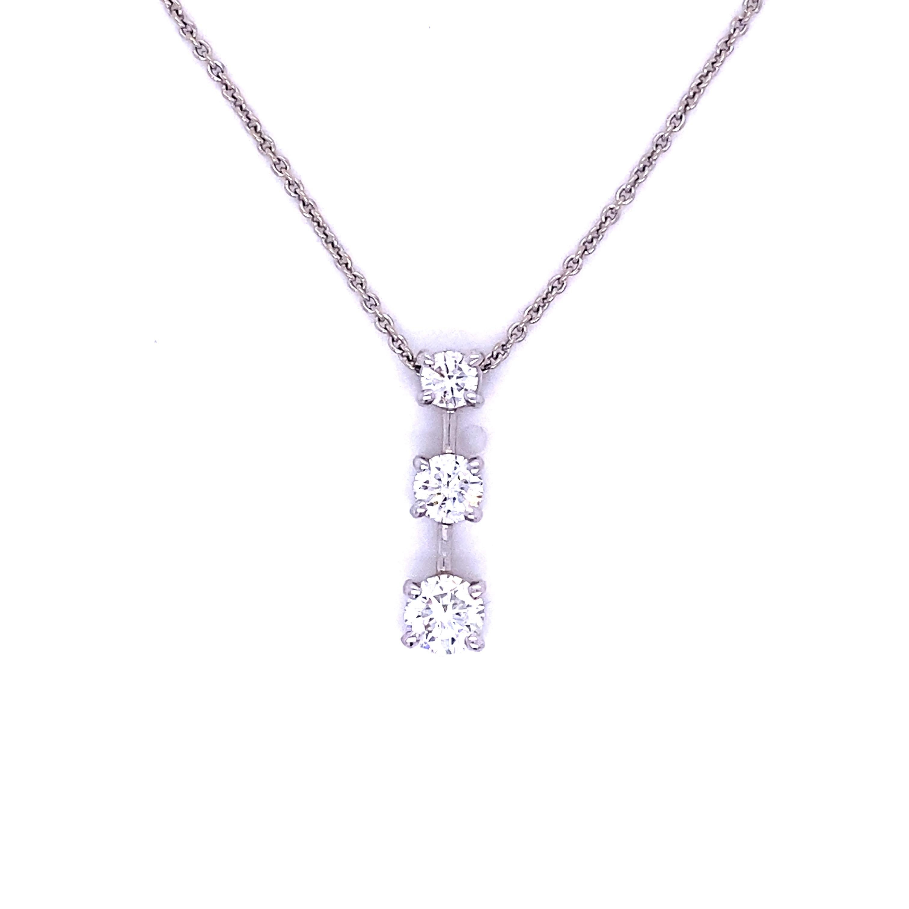 3 stone vertical diamond necklace