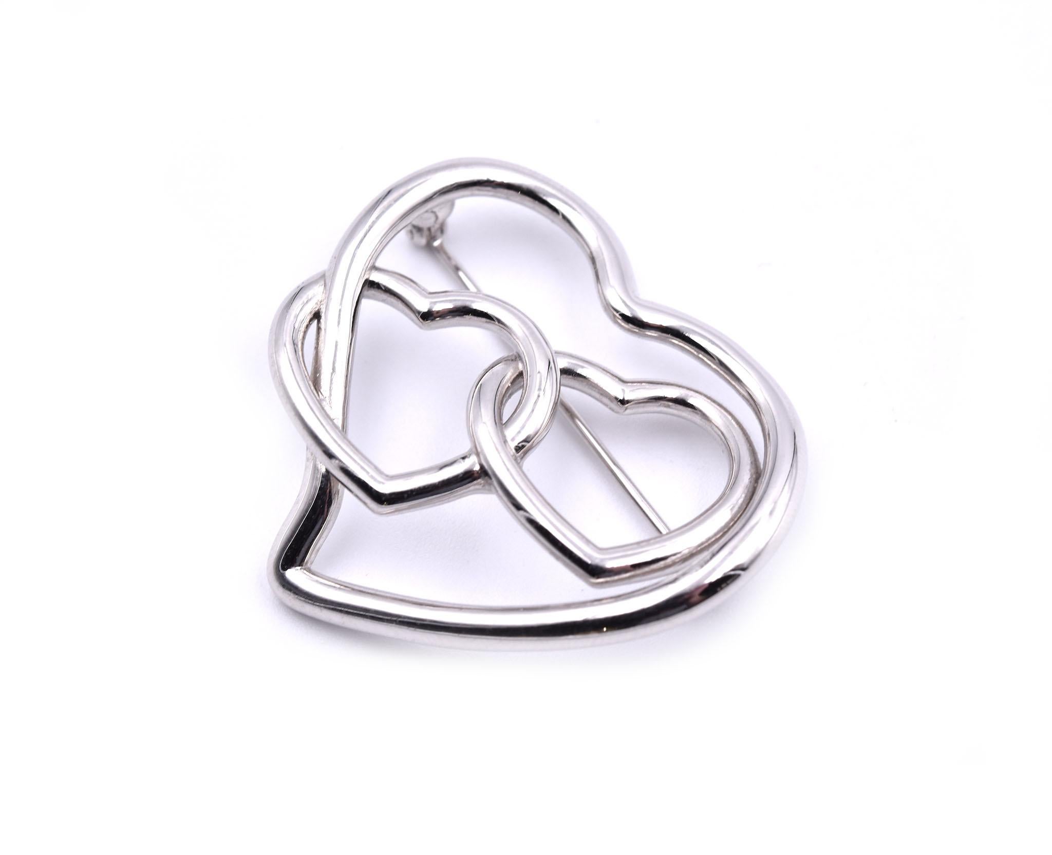 Women's or Men's 14 Karat White Gold Triple Heart Pendant For Sale