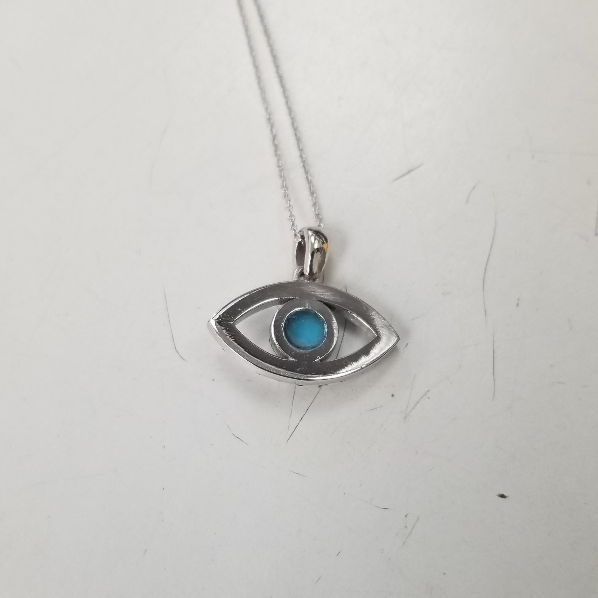 Contemporary 14k White Gold Turquoise and Diamond 
