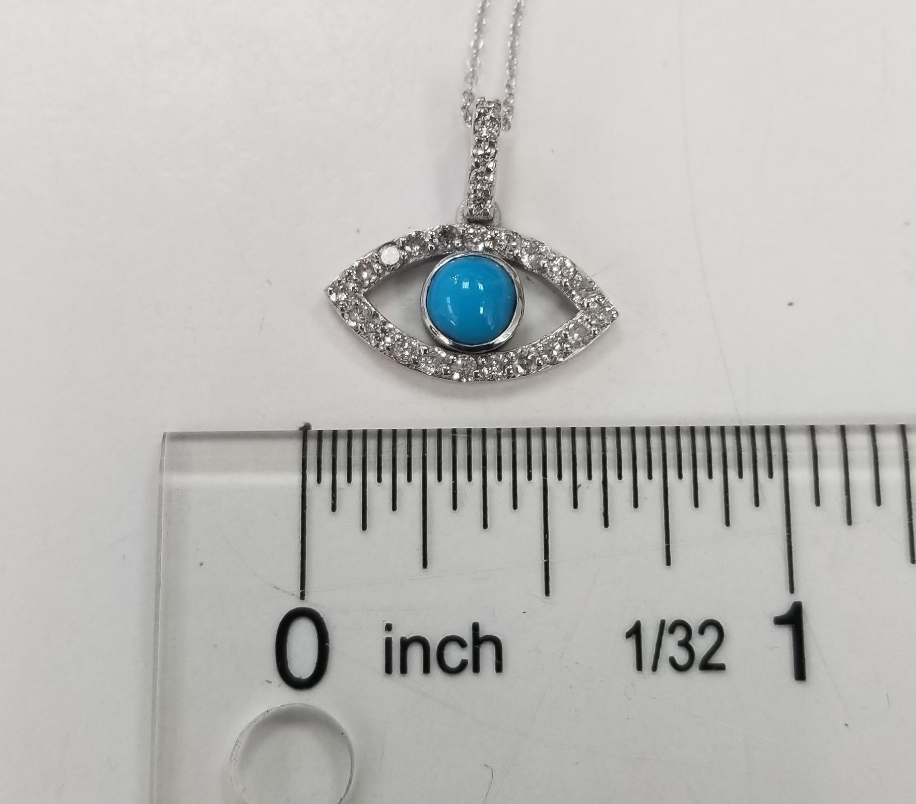 Contemporary 14k White Gold Turquoise and Diamond 