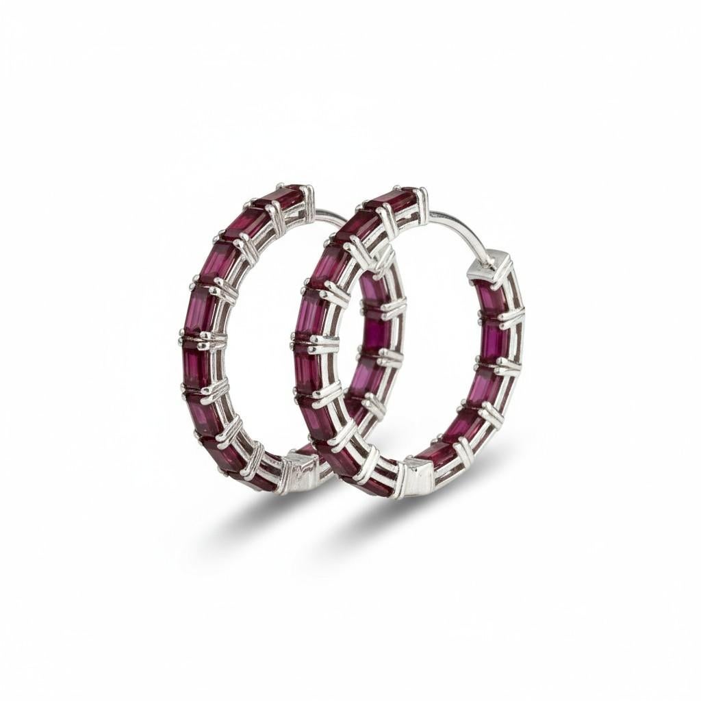 Moderno Orecchini a cerchio in oro bianco 14K 