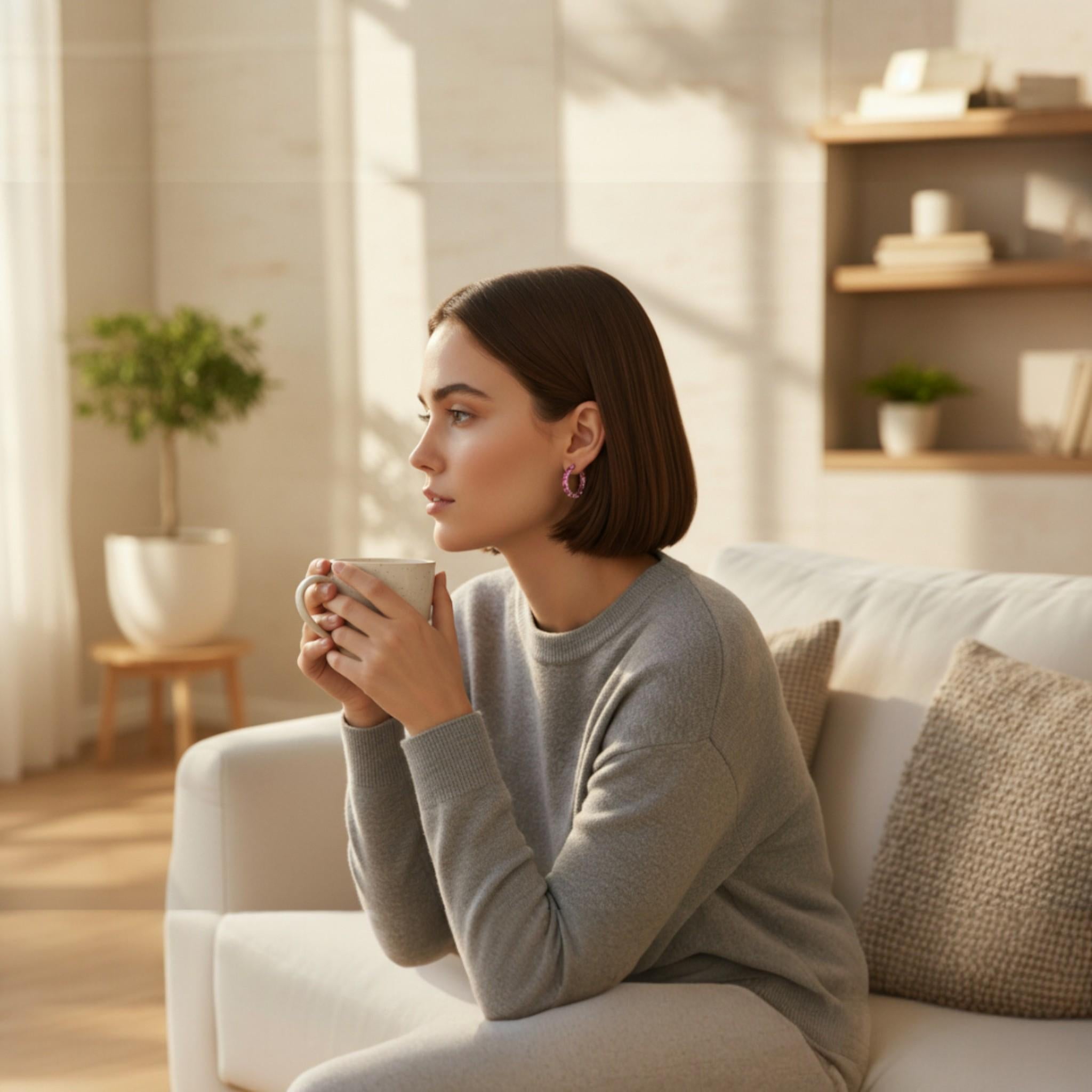 Donna Orecchini a cerchio in oro bianco 14K 