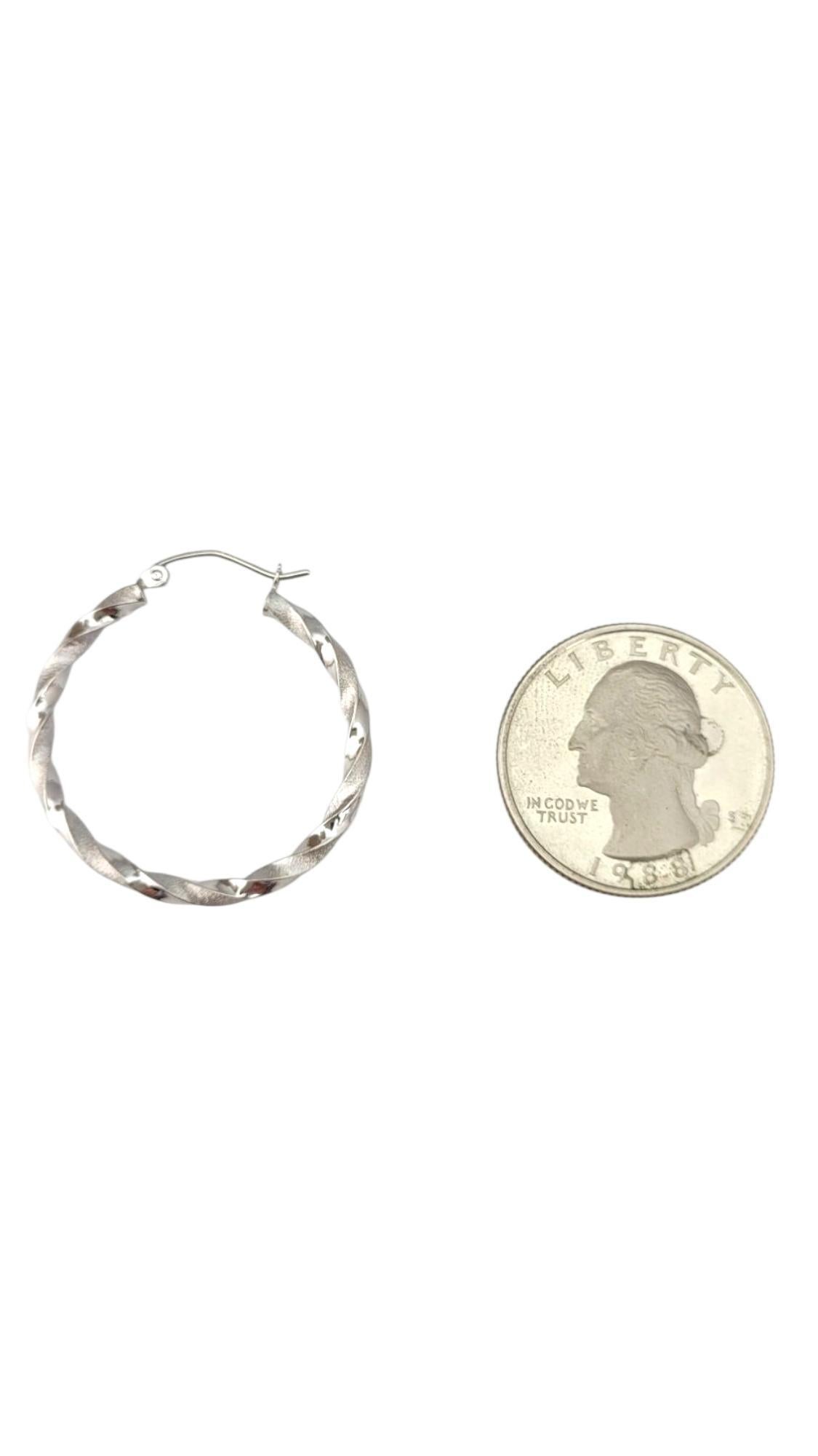 14K White Gold Twisted Hoop Earrings #21718 For Sale 1