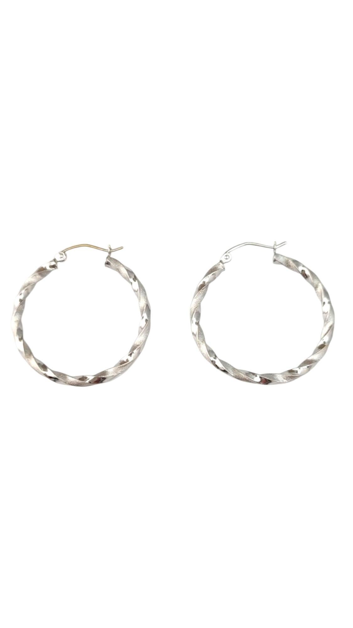 14K White Gold Twisted Hoop Earrings #21718 For Sale