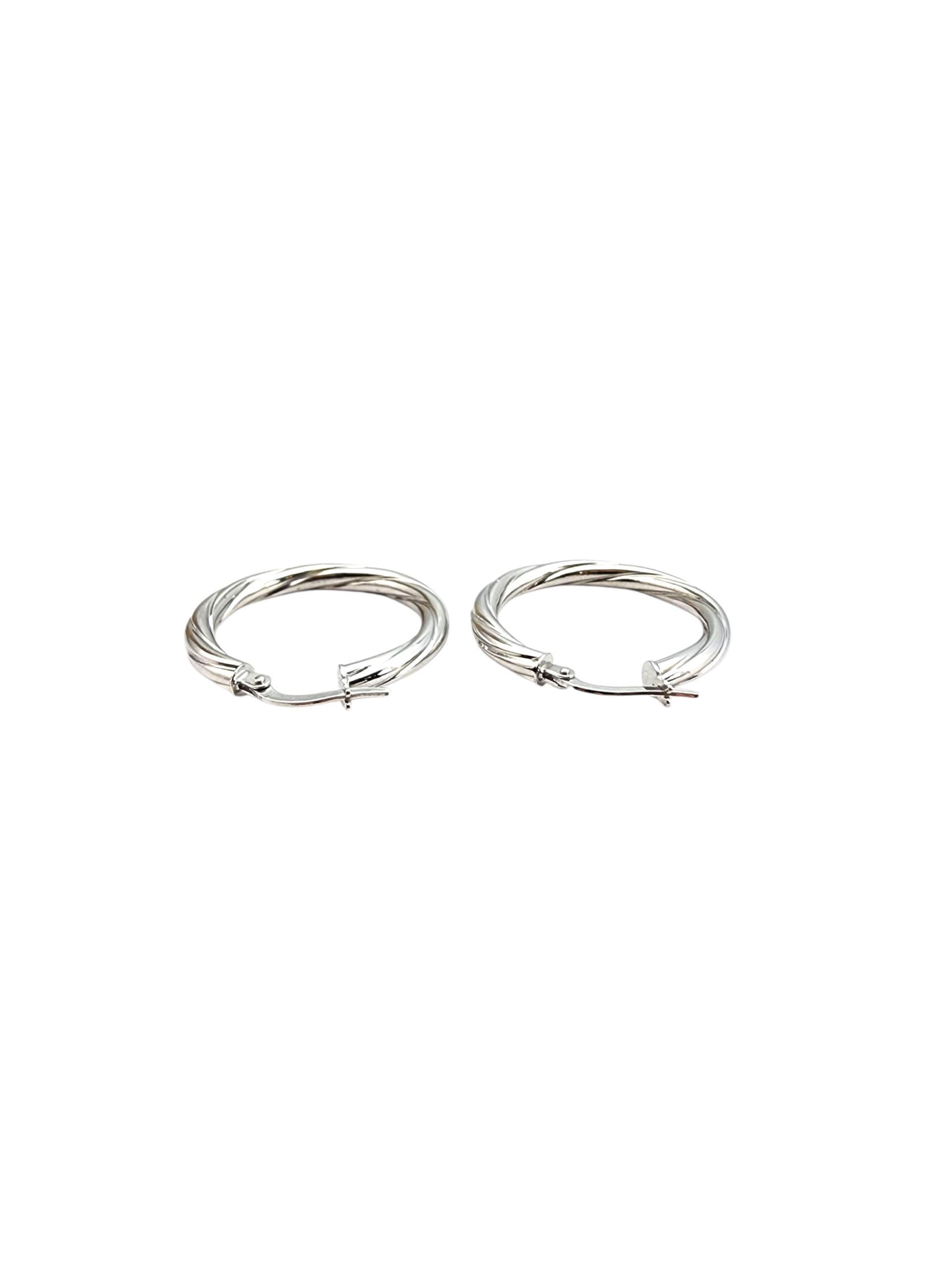 14K White Gold Twisted Hoop Earrings #22714 For Sale 1