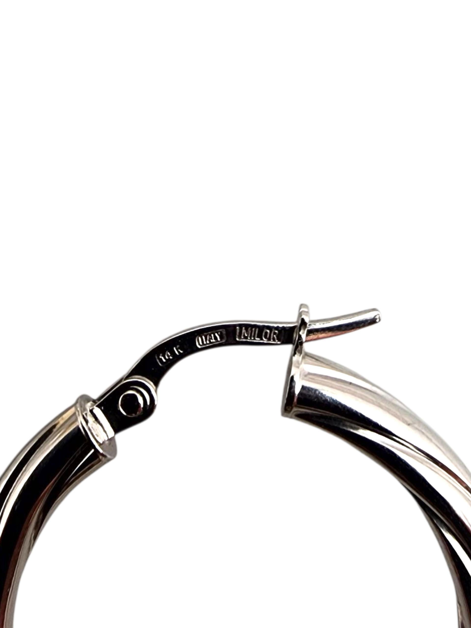 14K White Gold Twisted Hoop Earrings #22714 For Sale 2