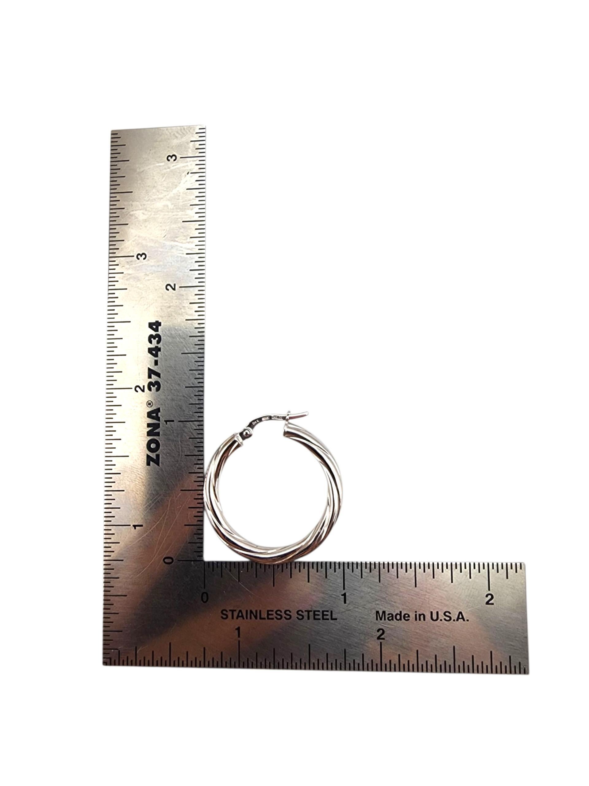 14K White Gold Twisted Hoop Earrings #22714 For Sale 4