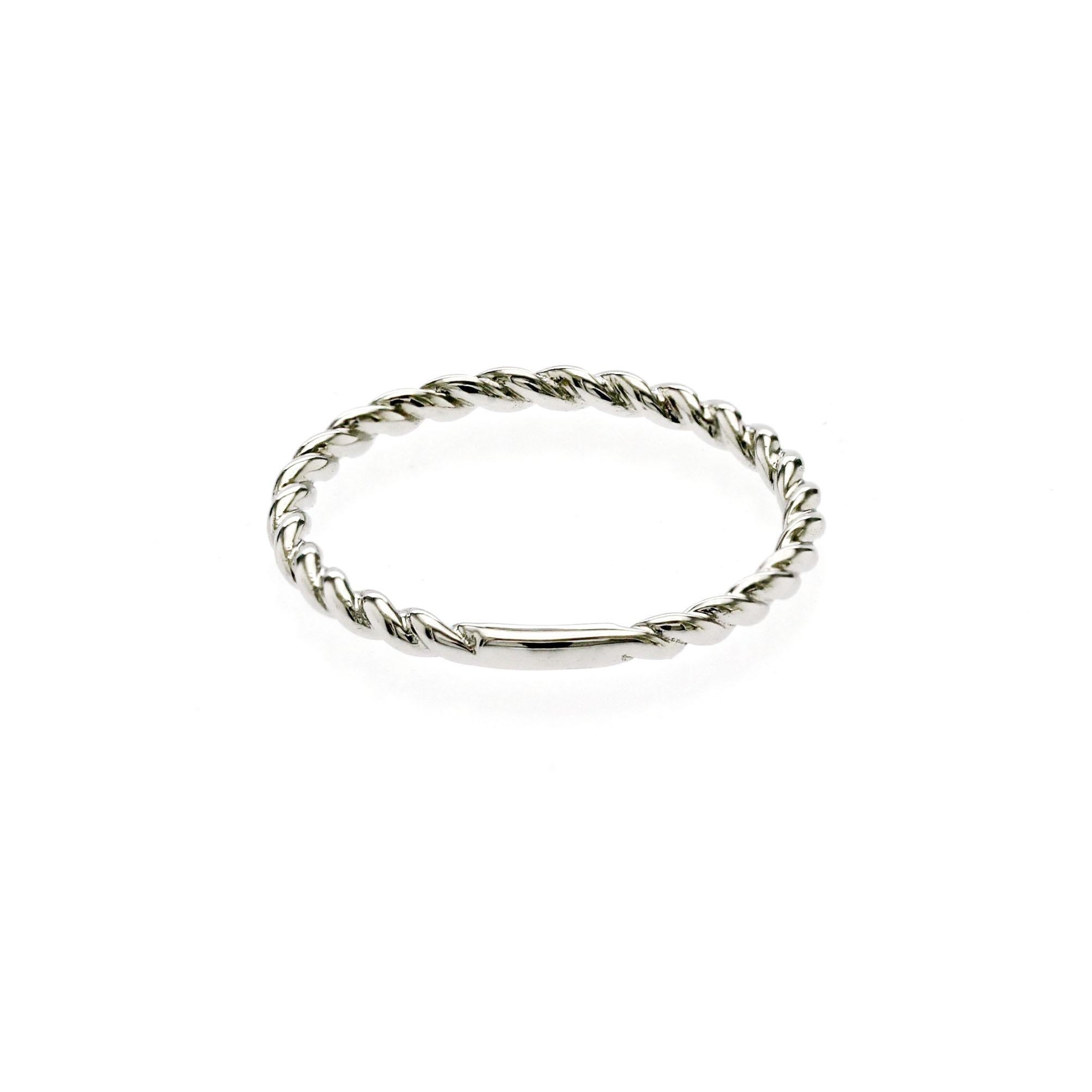 Anello a corda ritorta in oro bianco 14K misura 5 in vendita 1