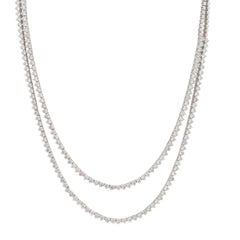 14k White Gold Two-Part Diamond Necklace Round Brilliant Diamond Necklace