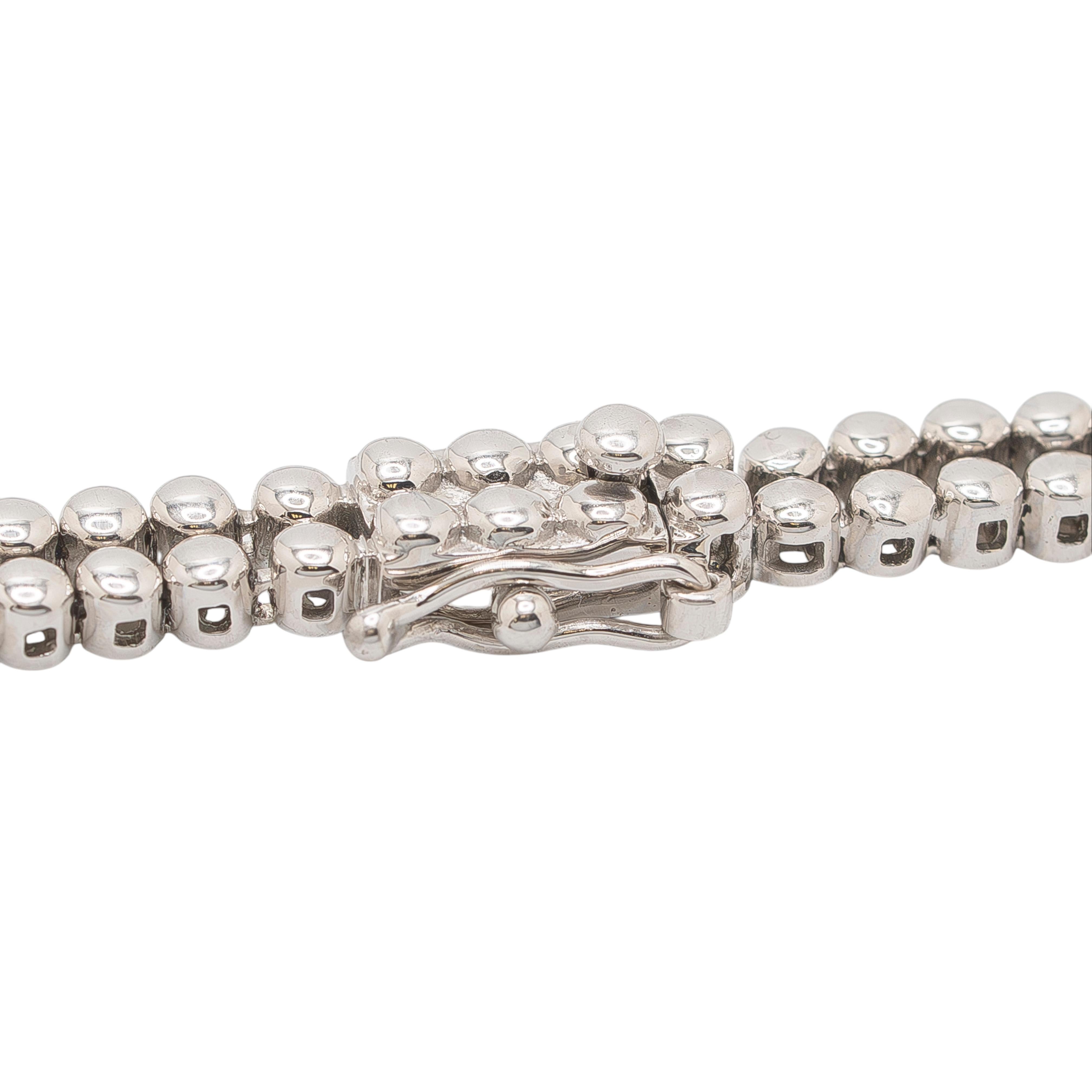 Collana con due parti di diamanti in oro bianco 14k Collana con diamanti tondi Brilliante in vendita 2