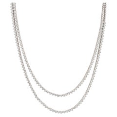 14k White Gold Two-Part Diamond Necklace Round Brilliant Diamond Necklace