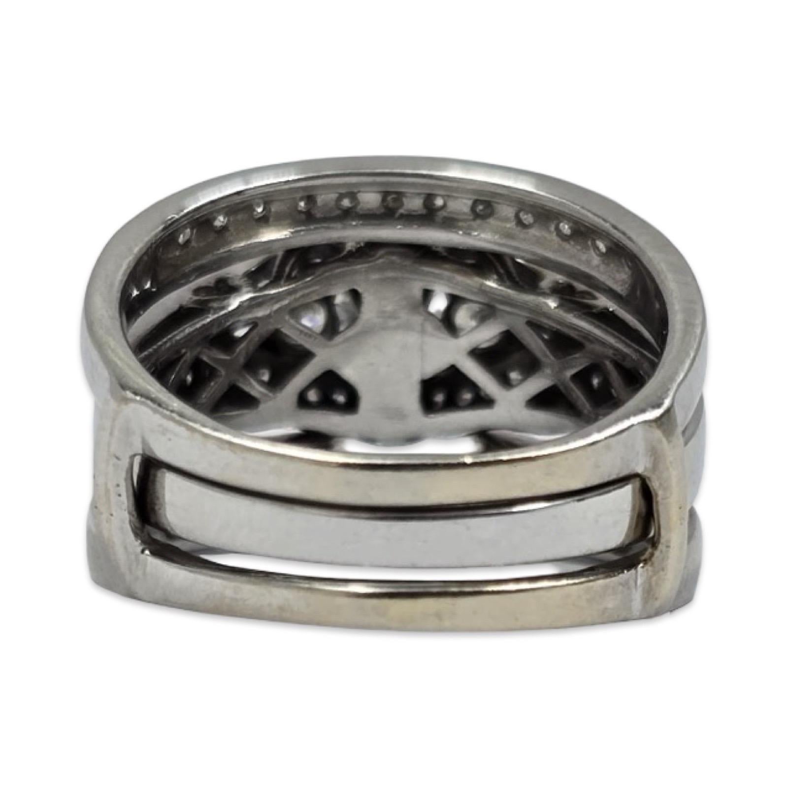 Bague deux pièces en or blanc 14K à diamant 1.48tcw avec centre certifié GIA en vente 6