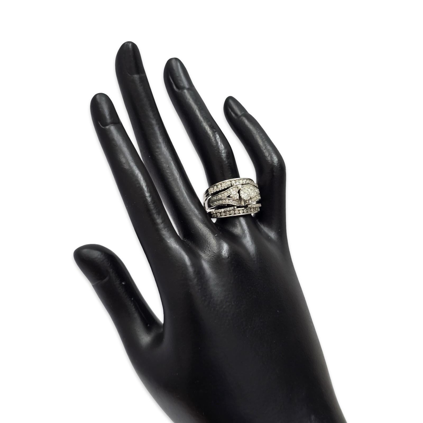Bague deux pièces en or blanc 14K à diamant 1.48tcw avec centre certifié GIA Excellent état - En vente à Miami, FL