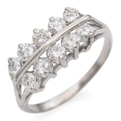 14k White Gold Two Row 1.1tcw Round Diamond Wedding Band Ring