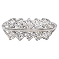 14k White Gold Two Row 1.1tcw Round Diamond Wedding Band Ring