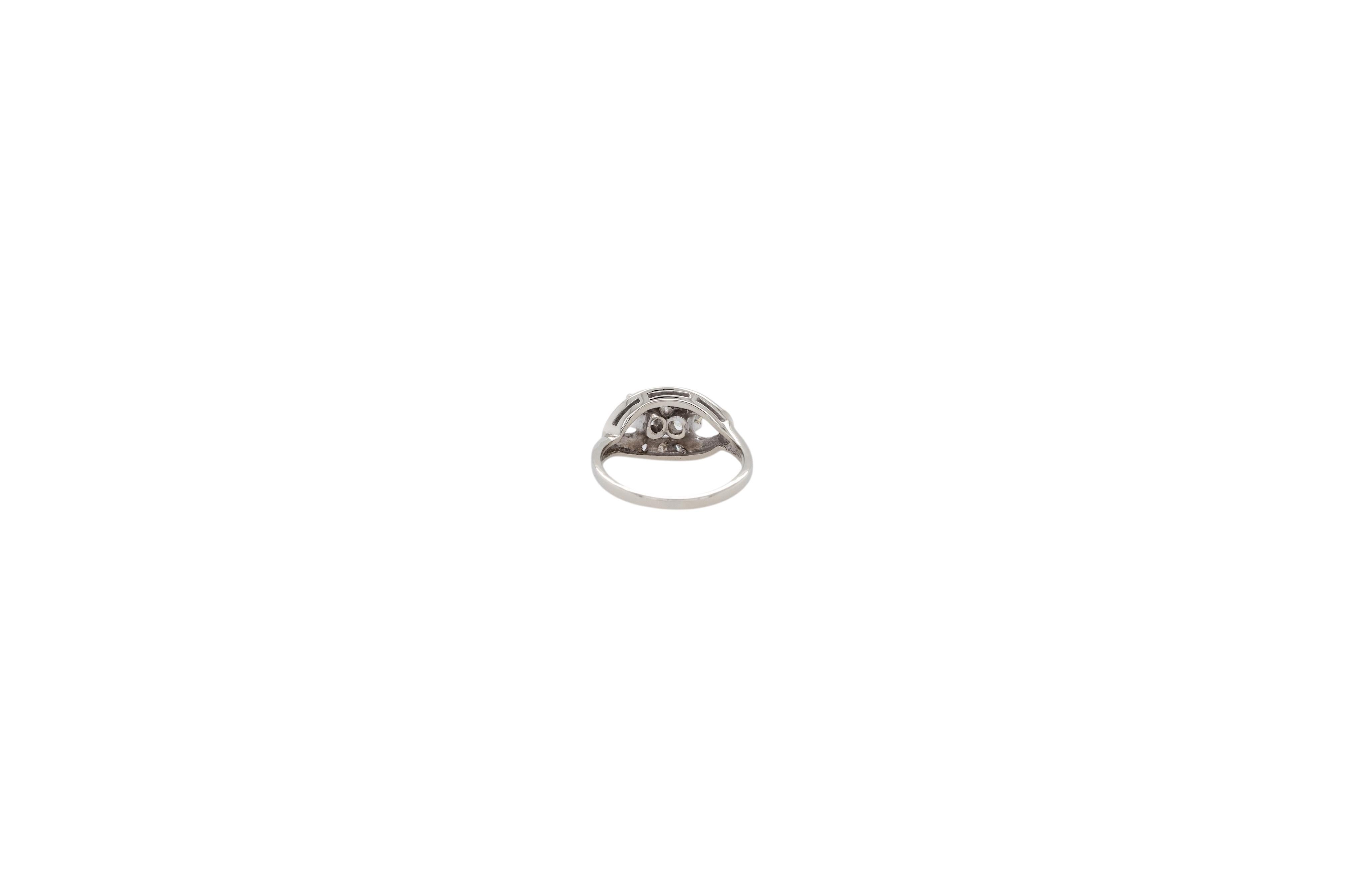 Anello a due pietre in oro bianco 14k con 1,25 carati di diamanti naturali In condizioni ottime in vendita a Boca Raton, FL