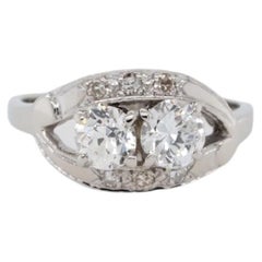 14k White Gold Two Stone Ring 1.25ctw of Natural Diamonds