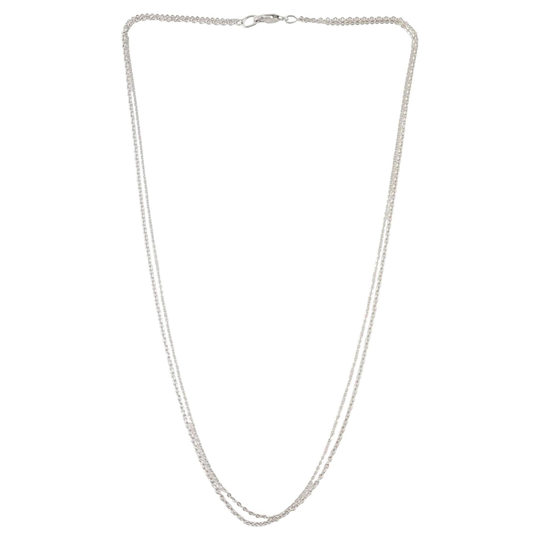 14K White Gold Two-Strand Chain Necklace #16318 For Sale