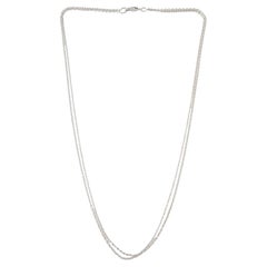 Zweireihige 14K Weißgold-Halskette mit Kette #16318