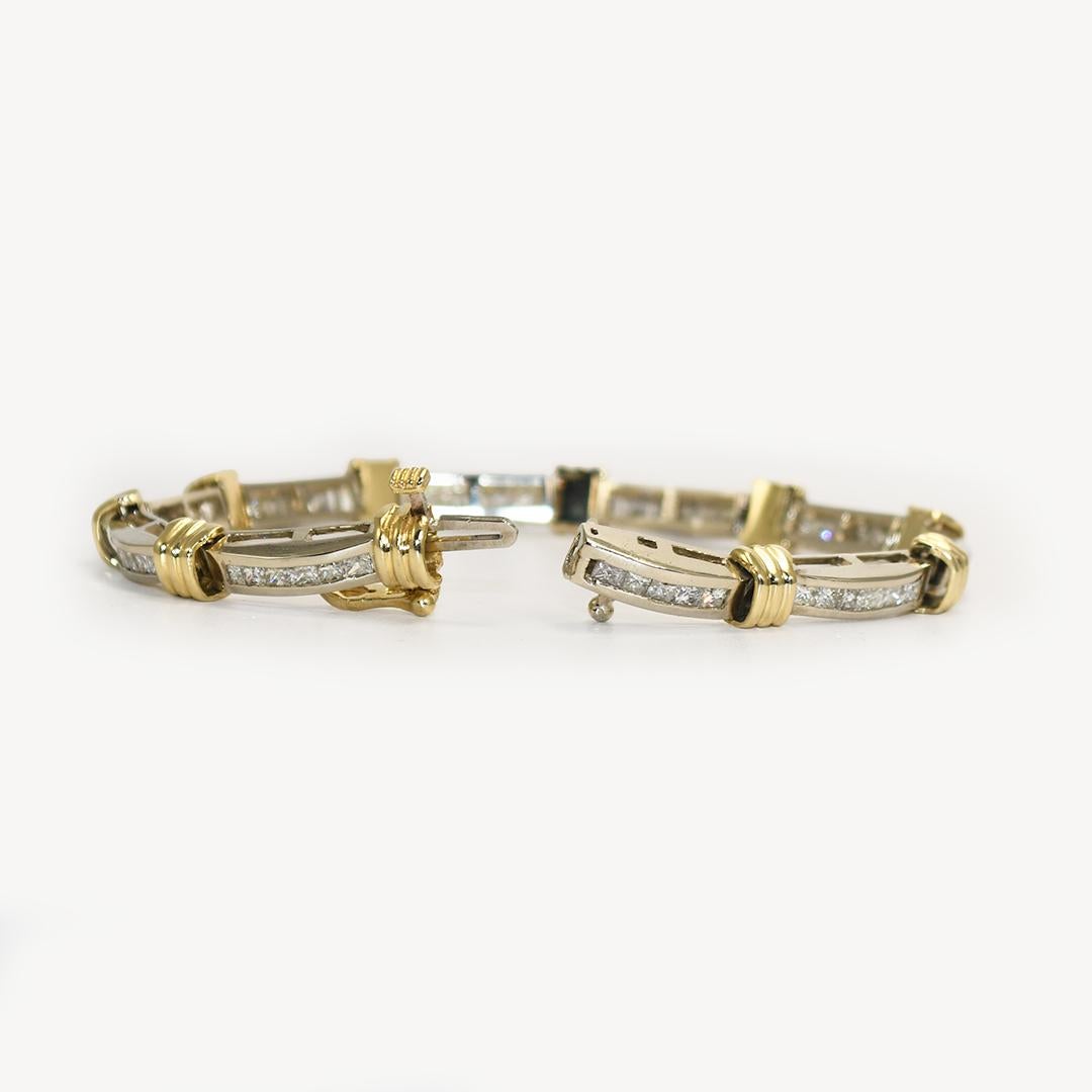Women's or Men's 14K White Gold Two-Tone Diamond Tennis Bracelet 2.50ct For Sale