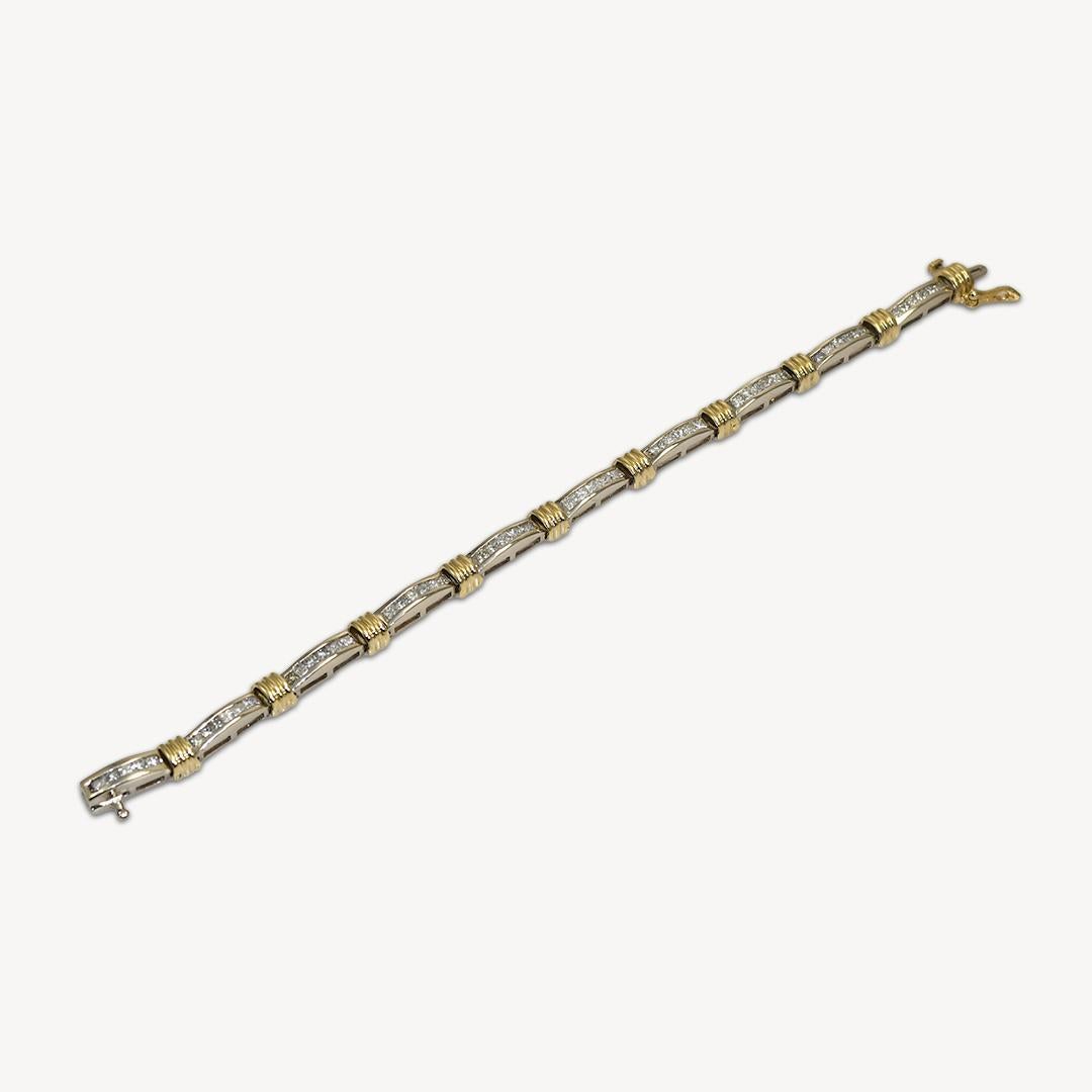 14K White Gold Two-Tone Diamond Tennis Bracelet 2.50ct 1