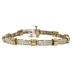 Bracelet tennis bicolore en or blanc 14 carats avec diamants de 2,50 carats