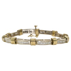 14K Weißgold Zweifarbiges Diamant-Tennisarmband mit Diamanten 2,50 Karat