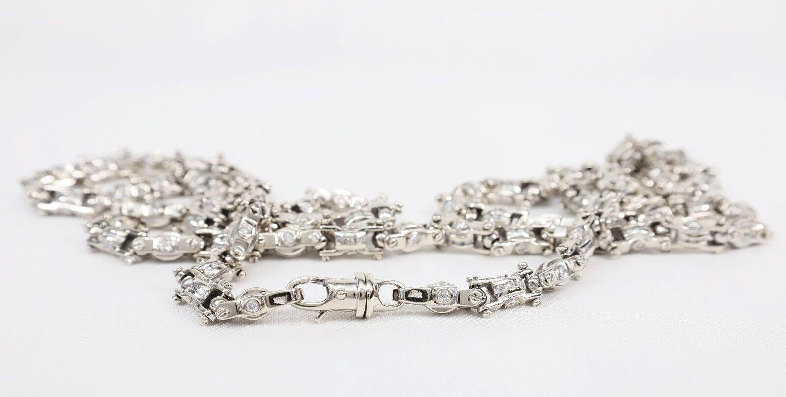 Taille ronde Chaîne à maillons unique en or blanc 14 carats, 38,5 pouces - 175,5 g en vente