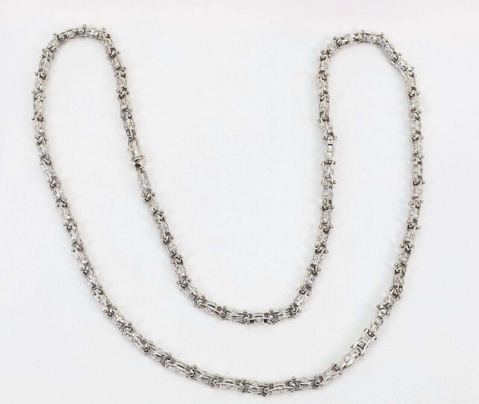 Chaîne à maillons unique en or blanc 14 carats, 38,5 pouces - 175,5 g Bon état - En vente à Providence, RI